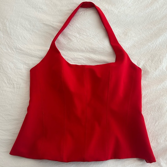 Zara Corset Style Red Halter Top - Picture 2 of 6